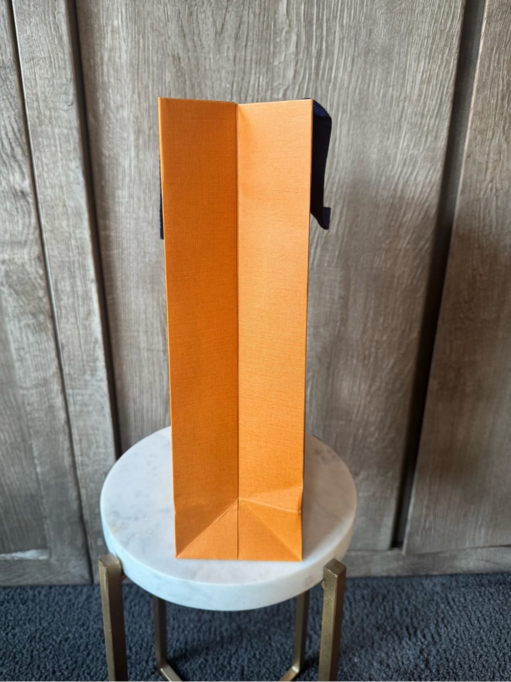 Louis Vuitton Orange Shopping Bag with Blue Handles and Black Logo - Picture 4 of 7